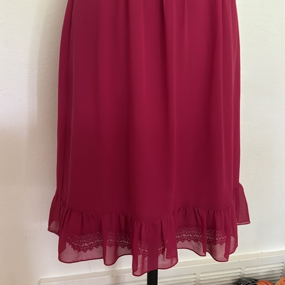 Moulinette Soeurs sz 8‎ Fuchsia silk Ruffle Midi Dress lined great condition - Picture 4 of 12
